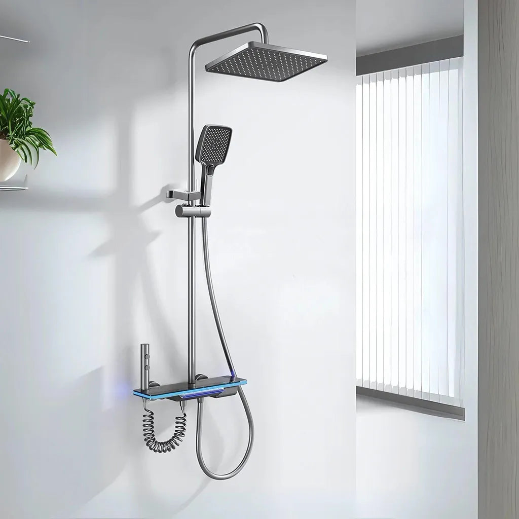 Duscharmatur Smartes Duschsystem mit LED-Display & Thermostat – Regendusche Set
