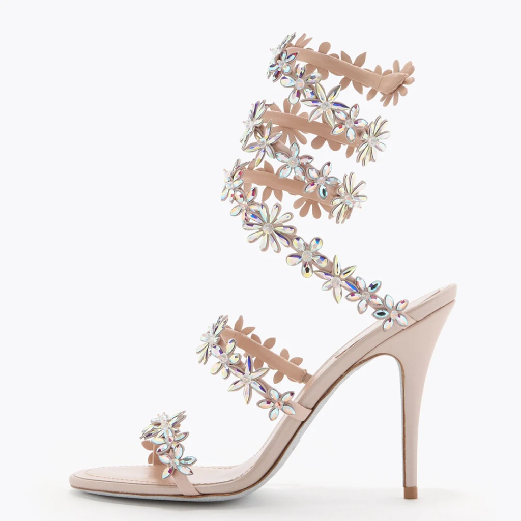 Gänseblümchen Beinwickel -Stiletto Sandalen