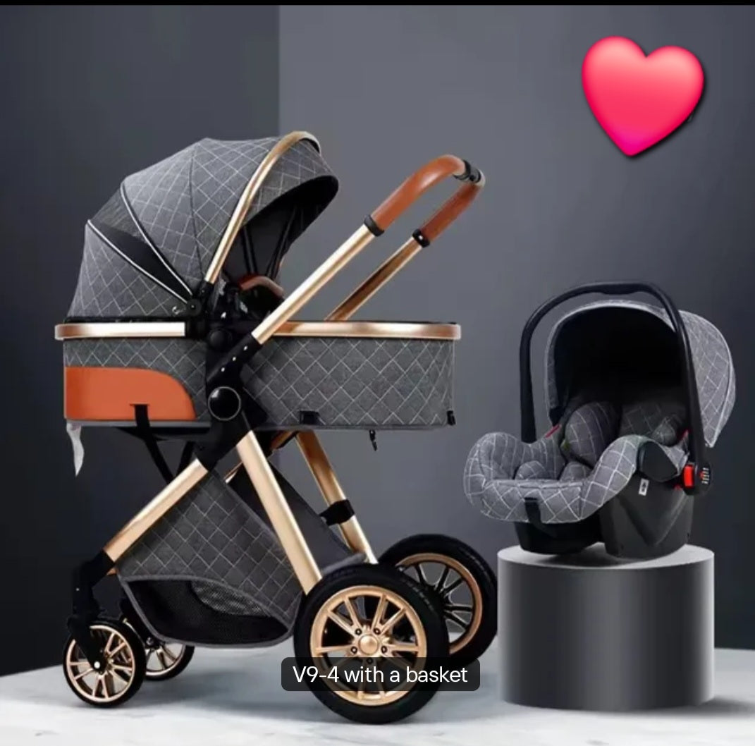 3 in 1 Faltbarer Kinderwagen mit Autositz