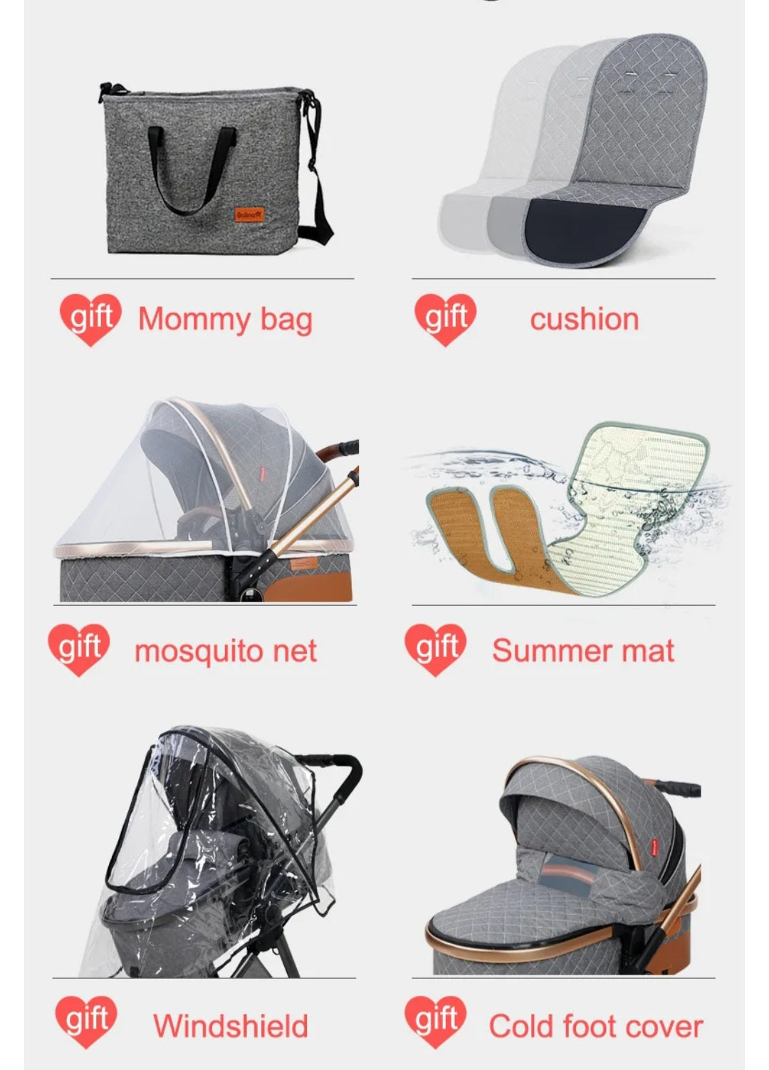3 in 1 Faltbarer Kinderwagen mit Autositz